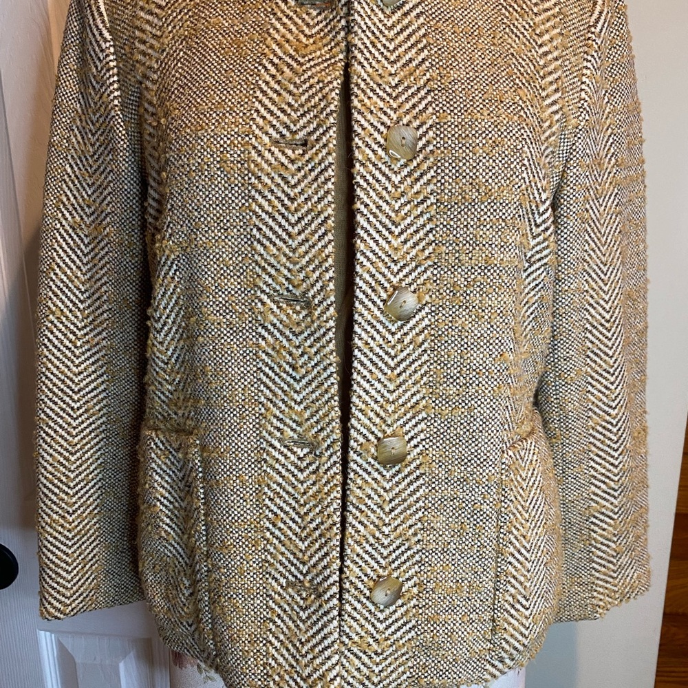 Doncaster Gold and Cream Herringbone Blazer